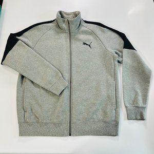 Puma Men's Full Zipped Sweatshirt with Pockets Grey Black Size Large